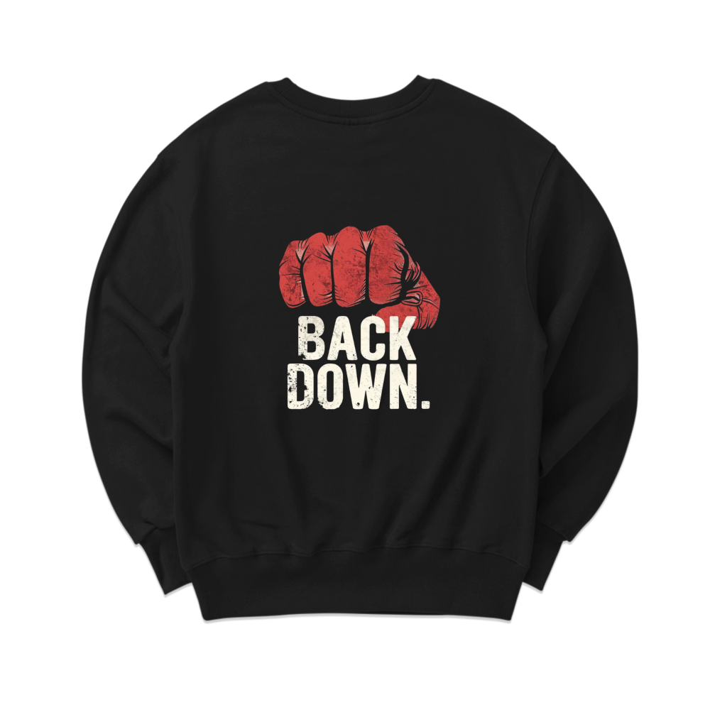 블랙 맨투맨 뒷면 BACK DOWN 그래픽